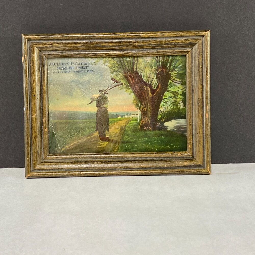 Vintage Emile Adan End of Day Mullins Pharmacy Framed Advertising